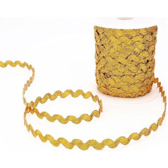 ZNZAKKA Rick Rack Trim 40 Yards Gold Lace Ribbon Wave Bending Fringe Trim for Crafts Šūšana, Dāvanu iesaiņošana, Apģērbu izrotāšana