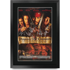 HWC Trading Pirates Of The Caribbean The Curse Of The Black Pearl A3 Framed Signed Printed Autograph Picture Print Photo Display Gift For Movie Fans