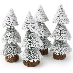 HUIANER 10pcs 100mm Mini Snow Frost Trees Mini Christmas Tree Plastic Winter Snow Ornaments Table Top Trees for Holiday Party DIY Room Decor Home Table Top Christmas Decoration Diorama