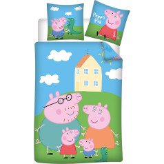 Peppa Pig bērnu gultasveļas komplekts 100% kokvilnas sega 100 x 135 cm + spilvendrāna 40 x 60 cm