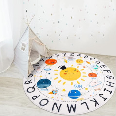 AKUNRUG Детский круглый коврик, 160 см, ABC Alphabet Play Mat, детский, нескользящий, моющийся, милый коврик Планеты Солнечной системы, детская комната, ра