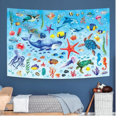 DECOWALL TP-010 Zem jūras gobelēns bērniem Sienas iekārta guļamistabai Dzīvojamā istaba Kopmītne Māksla Mājas dekors Poliesters 150x100cm