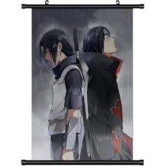 KARMA-X Liels 60 x 90 cm Naruto Kakemono Scroll Picture Anime Manga Auduma plakāts Scroll Wall Decoration Dāvana Itachi Uchiha