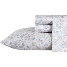 Laura Ashley Home - Karalienes gultasveļas komplekts no mīkstas satīna kokvilnas - elegants, gluds un elpojošs mājas dekors (Quartet Grey, 4 gab., Queen)