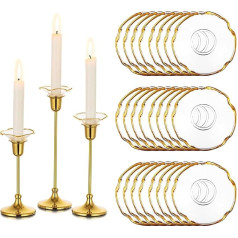 Glasseam Drip Catcher svece sveču turētājam Taper Candle: 24 Zelta malas sveces aizsardzība pret pilienu sveces turētājs Taper Candles Šiks sveces Aizsargā pret pilienu noplūdi Stikla tapera sveču turētājs Zelts mājai