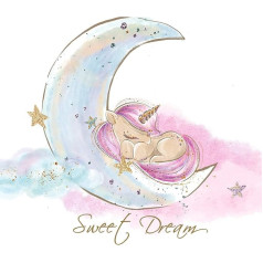 Little Deco DL157 Sienas uzlīme Sweet Dream Unicorn & Moon I (W x H) 70 x 46 cm I Bērnistabas bērnu istabas uzlīme Sienas uzlīme Sienas uzlīme Uzlīme Uzlīme Plakāts