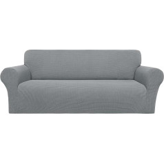 PiccoCasa Stretch Sofa Protective Cover 2 Seater 1 Piece Loveseat Couch Cover for Sofa Living Room - Spandekss žakarda dīvānu pārvalki, gaiši pelēks, mazgājams dīvāna mēbeļu pārvalks suņiem