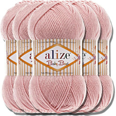 Alize Baby Best Batik, 5 x 100 g adīšanas vilna, Turcijas bērnu vilna, vienkāršā vilna, dzija, adāmpavedieni, adāmpavedieni adīšanai, adāmpavedieni adīšanai ar rokām, tamborēšanai, kokvilna, mīksta (Pulveris 161)