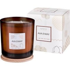 AVA & MAY Persia Large Scented Candle (500g) - веганская свеча из соевого воска с 70 часами горения - с ароматическим маслом инжира, жасмина и нероли премиум-клас