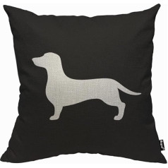 Mugod Dachshund Cushion Cover Throw Cushion Cover suns ar melnu fonu spilvenu pārvalks vīriešiem Sievietes Dekoratīvs mājas dīvāns Krēsls Dīvāns 45 x 45 cm