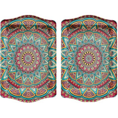 Totally Turkish Premium Design Serving Tray - dubultie paplātes ar dāvanu kastīti, dzērieniem, bļodiņām - ideāla virsma sadzīves priekšmetiem (Aztec)