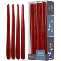 Hyoola Taper Candles - 30 cm bordo sarkanā krāsā, galda sveces bez pilienu šķidruma - sveces, kas deg 10 stundas - 12 gab. iepakojumā