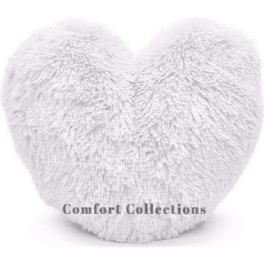 Cuddly Teddy Bear Fleece spilvens Super mīksts 3D sirds formas pūkains pildīts mājīgs silts mājas dekors dāvana mīļotajam Valentīna diena balta 38cm x 38cm