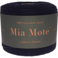 Mia Mote Classic Line Dabīga kokvilnas aukla Makramē 100% pārstrādāta kokvilnas dzija DIY makrame aizkaru aušana Tamborēšanas rotājumi Diametrs 2 mm Garums 300 m Šķiedru skaits 30 Navy