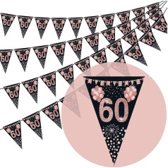 60. dzimšanas diena Bunting, Happy Banner Bunting, 40 gabali trīsstūris Rose Gold Glitter Diamond pēc numuriem 60. dzimšanas diena Jubilejas tēma Puses dekorēšanas piederumi