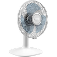 Rowenta Essential VU2330 galda ventilators ar 3 ātruma iestatījumiem, kluss, kompakts, ar lielu jaudu, kluss, ar automātisko oscilāciju un orientāciju, balts