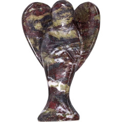 mookaitedecor 3 collu Dragon Blood Stone Guardian Angel figūriņas skulptūra, ar rokām cirsts eņģeļa statuja ar sirds spārniem aizsardzībai Lūgšana Biroja mājas dekori