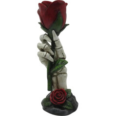 G&H Decor - Mūžīgā roze 29,5 cm tējas gaismas turētājs - Gothic Candle Holder - Eternal Flame Skeleton Hand Holding Rose - Raganu sveču turētājs Ideāls Halloween katlam Witchcraft Goth Magic Tea Lights