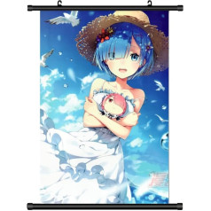 KARMA-X Large 60 x 90 cm Life in Another World by Zero Re Zero Kakemono Scroll Picture Anime Manga Fabric Poster Wall Scroll Poster Sienas aplikācija Dāvanu komplekts Rem