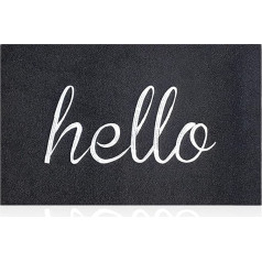 Hello Doormat Welcome Mat for Outdoor ar dabīgā kaučuka pamatni, 60 x 90 cm, neslīdošs grīdas paklājiņš iekštelpās ar lielu noslodzi, piemērots lielām satiksmes zonām, melns, liels durvju paklājs, melns