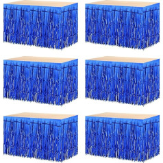 sourcing map Pack of 6 29 x 108 collas Blue Metallic Foil Fringe Tinsel galda svārki taisnstūra galdi Tinsel fona aizkars kāzu dzimšanas dienas svinību dekorēšanai