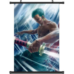 KARMA-X Liels 60 x 90 cm One Piece Kakemono Scroll Picture Anime Manga Auduma plakāts Sienas Scroll Sienas apdare Dāvanu motīvs: Zoro