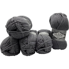 Alize 5 x 100 g Superlana Maxi Wool, 500 g adāmvilnas, 75% akrils, 25% vilna (Grey 87)