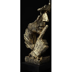 fazhongfa Ponder Statue-Silence is Gold Abstract Art Statue Modern Home Ornament Creative Resin Sculpture Ornament Study Office Shelf Table Decoration (Gold)