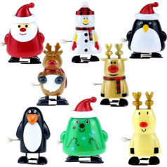 Toyvian 8 x Wind Up Rotaļlietas Pingvīns Ziemassvētku eglīte Santa Sniegavīrs Ziemeļbriedis Elk Clock Movement Rotaļlietas Figure Ornaments Ziemassvētku Holiday Party Favors Bag Filler