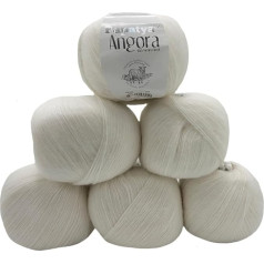 6 x 100 g Papatya Angora adāmadatas ar 20% Merino vilnas, 600 g Adāmadatas vilnas (Balta 1000)