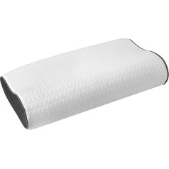 ABAKUHAUS Memory Foam Contour spilvens, ortopēdiskais plecu stīvuma novēršanas spilvens, pareizs miega stāvoklis mugurkaula stāvoklis, viegli tīrāms, ar mazgājamu pārvalku, 37 cm x 58 cm x 14 cm, pelēks un balts