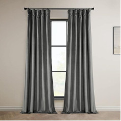 HPD Half Price Drapes VPYC-P Heritage Plush Velvet aizkari, 274 cm gari, telpu aptumšojoši aizkari guļamistabai un viesistabai, 50 W x 108 L, (1 panelis), Destiny Grey, samts, 108 in