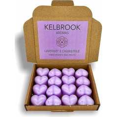 Kelbrook Aromas Lavender & Chamomile 16 ar rokām ielejams sojas vasks, ļoti aromātisks, piemērots 40 W elektriskajiem vaska sildītājiem un vaska tējas lukturiem, 16 gab. iepakojumā