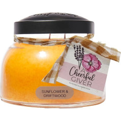 A Cheerful Giver - Sunflower & Driftwood - Mama Scented Jar Candle with Lid - 125 Hour Gift Candle, Yellow