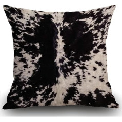 Smooffly Double Sided Cowhide Leather Black White Cow Dots Pattern Printed Cushion Cover 18x18 Inch for Home Living Room Sofa Garden Couch Car 45x45cm