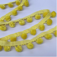 Pom Pom rutuliukai 18 mm Pom Pom kutai 28 mm Pom Pom Bias Binding Siuvimo amatų suknelė dekoracijos Parduodama po metrą (geltona)