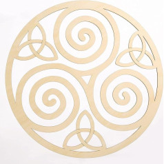 Fourth Level Mfg. Designs Triskele Knot Wooden Wall Art (Īru simboli, ķeltu trīs spirāles, ķeltu rotājumi, īru sienu māksla, trīs spirāles) Dabīgais koks