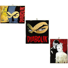 KUSTOM ART 3 Vintage stila komiksu sērija Diabolik Collection Picture Print on Wood 25 x 18 (2) un 23 x 23 (1) cm