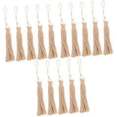 Tofficu 15 gabali Tassels izgatavoti no džutas virves Tassel piekariņš DIY Tassels Hanging Decoration Juta Tassel dekorēšana Juta Tassel Dāvanu birka Tassel Craft Tassels Dekoratīvie Tassel