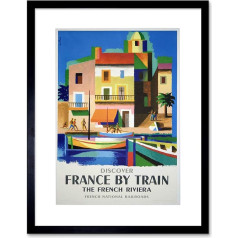 The Art Stop FRANCIJAS VILCIENS RAILWAY RIVIERA FRANČU RAILROAD BOAT FRAMED PRINT PICTURE F12X1235