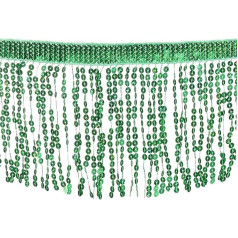 QUARKZMAN 10 jardų Sequin Fringe Border 6,3 colio pločio Tassel Fringe Siuvimo ribos juosta poliesteris DIY amatai Siuvimo užuolaidų pagalvėlė Suknelė Drabužių apdaila Tamsiai žalia