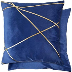 Modern Lines Crushed Velvet Royal Blue and Gold Pair spilvenu pārvalki