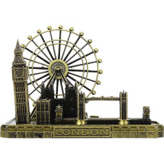 Warmhm Retro pilsētas bronzas Londonas acs Big Ben Tower Bridge Apvienotās Karalistes modelis Metāla Big Ben pulksteņa statujas figūra darbvirsmas Dzīvojamās istabas viesistabas dekorēšanai Olīvu zaļa krāsa