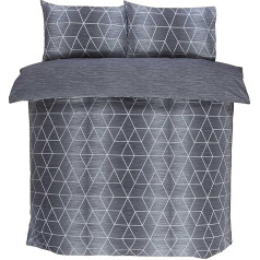 Rapport Home Calvin Shapes Geometric Reversible Duvet Cover Set, Grey, Single