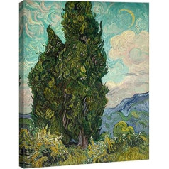 Wieco Art Cypresss Classic Giclee Canvas Wall Art by Van Gogh Famous Oil Painting Reproduction for Home Decorations Modern Abstract Forest Landscape