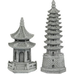 Happyyyami Mini Pagoda Zen sešstūra figūra DIY Micro Landscape Fairy Garden Dollhouse Ornaments 2 gab.