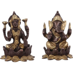 Purpledip Lakshmi Ganesha 10947 statuete, misiņš, unikāla vara-zelta apdare, reta kolekcija elku mājas templim