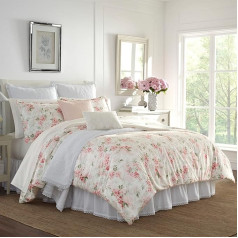 Laura Ashley Home - dubultapvalka komplekts, luksusa gultasveļa ar atbilstošu spilvendrānu, stilīgs mājas dekors visiem gadalaikiem (Wisteria Pink, Twin)