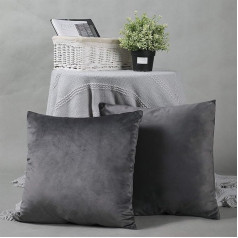 YINFUNG Samta spilvenu pārvalki Grey Charcoal 18x18 Accent Gulta Mīksts Mīksts Dekoratīvs Dīvāna spilvena pārvalks Tumši pelēks Dīvāns Dzīvojamā istaba Komplekts no 2