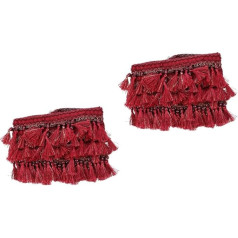 VILLCASE 2gab Tassel Hanging Tassel Lace rotājumi ar aizkaru bārkstīm Bobble Tape Sofa Fringe Trim Stripped aizkari Beltane Decor krēslu rotājumi Pērles Phnom Penh Poliesters